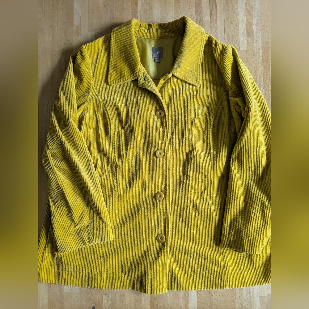 J JILL mustard yellow corduroy jacket XL Shacket Blazer Coastal Grandma